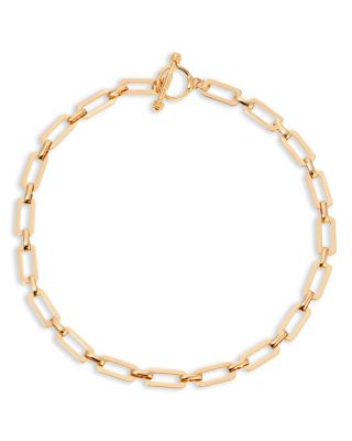 Ettika - Golden Flat Rectangle Chain Necklace, 15"