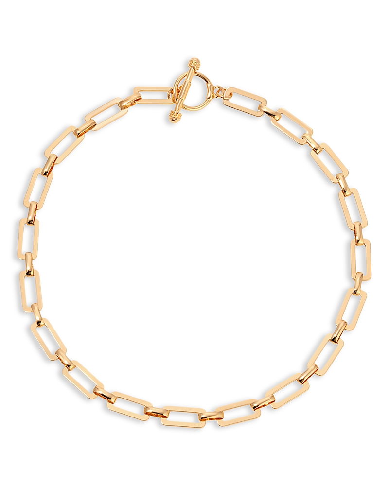 Ettika Golden Flat Rectangle Chain Necklace, 15