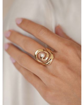 Cultured Freshwater Pearl Aura Swirl Ring
