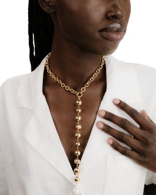 Deep Drop Cultured Freshwater Pearl Lariat Necklace, 15"-20"