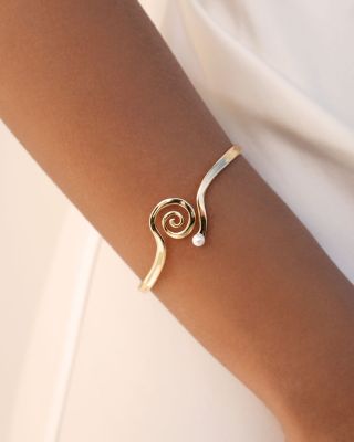 Mini Aura Swirl Imitation Pearl Cuff Bracelet