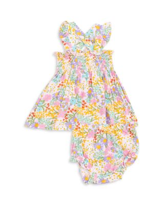 Angel Dear - Girls' Ruffled Strap Smocked Top & Diaper Cover Set - Baby