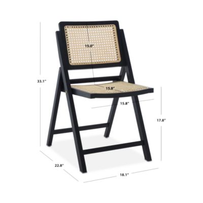 Desiree Cane Folding Dining Chairs, Set of 2, Black/Natural