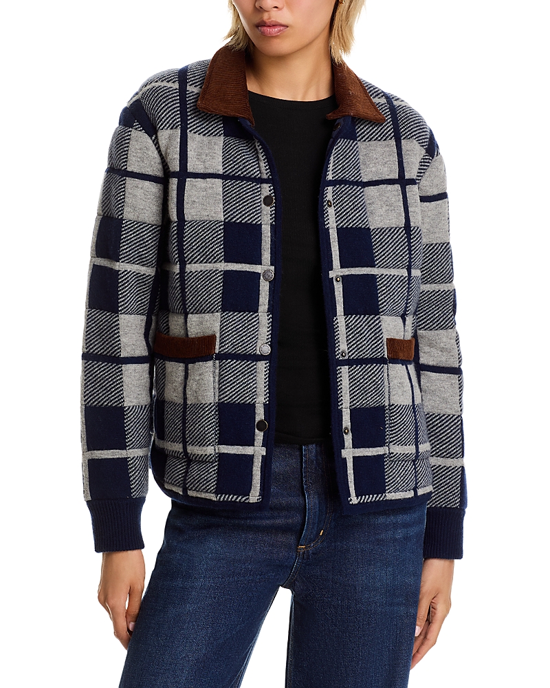 Guest In Residence Quilted Plaid Jacket In Blue