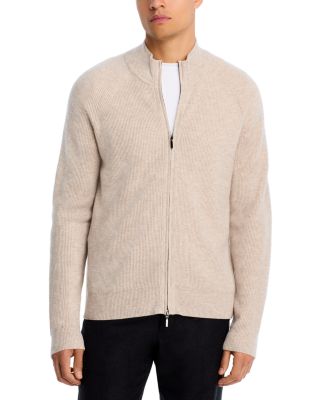 Full Zip Ribbed Wool & Cashmere Sweater - Exclusive