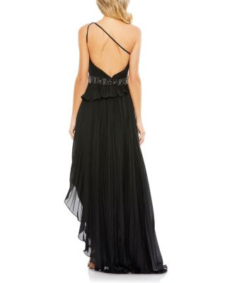 Embellished Gown with Strappy Open Back & Asymmetrical Ruffle Hem