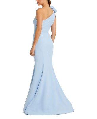 Crepe One Shoulder Mermaid Gown with 3D Flower