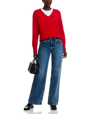 100% Cashmere Brushed V Neck Sweater - Exclusive