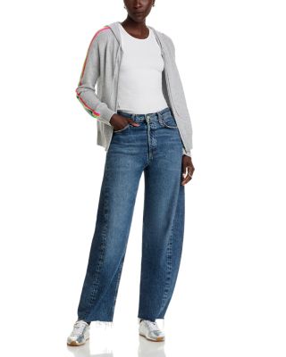 100% Cashmere Rainbow Athletic Stripe Zip Hoodie - Exclusive