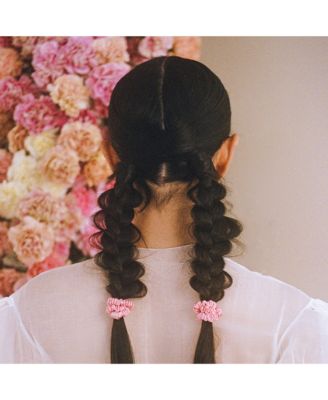 Pure Silk Back to Basics Skinny Scrunchies in Rose, Set of 4