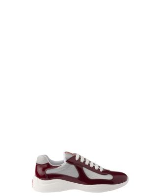 Men's Patent Leather and Technical Fabric America's Cup Sneakers in Burgundy