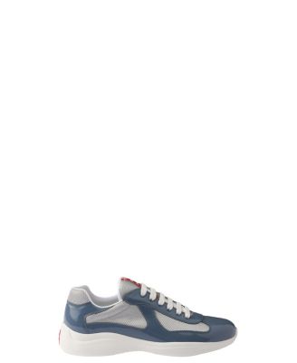 Men's Patent Leather and Technical Fabric America's Cup Sneakers in Light Blue