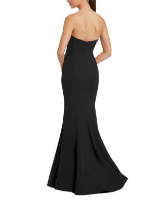 Crepe Strapless Mermaid with 3D Flowers Gown