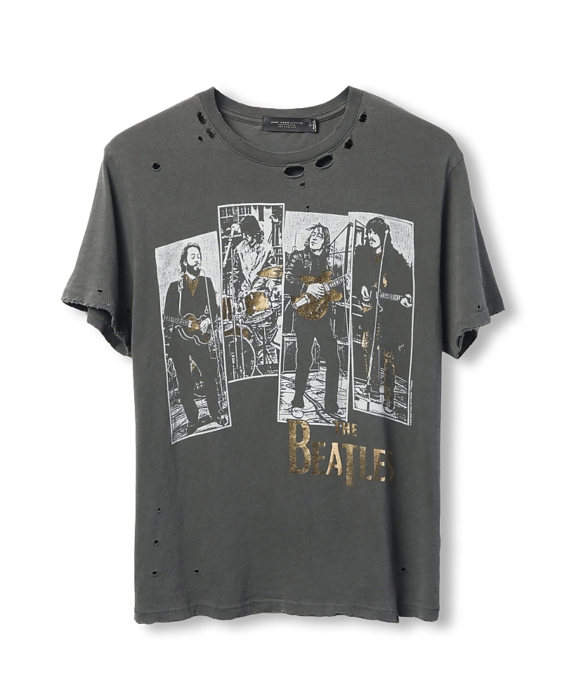 Junk Food Clothing Women's The Beatles Rooftop Vintage Destroy Tee