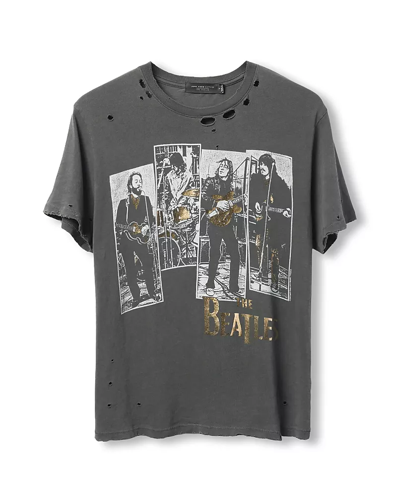Junk Food Clothing Women's The Beatles Rooftop Vintage Destroy Tee