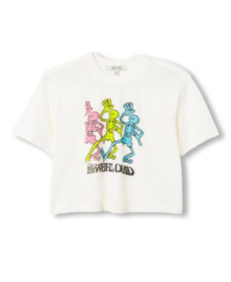  Women's Grateful Dead Dancing Skeletons Crop Mock Neck Tee