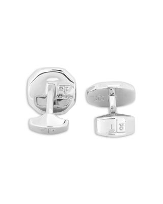 Octagon White Bronze Plated & Blue Lapis Cufflinks