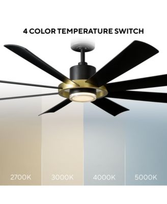 Fans Aura 60in Selectable 2700-3000-4000-5000K LED Indoor or Outdoor Smart Home Ceiling Fan