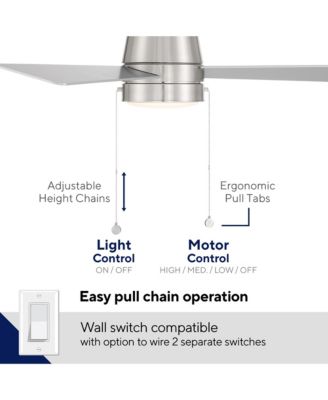 Fans Hug 44in Selectable 2700-3000-4000-5000K LED Indoor or Outdoor Flush Mount Pull Chain Ceiling Fan