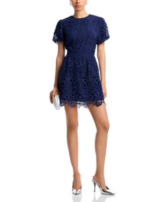 Puff Sleeve Mini Lace Dress - Exclusive 