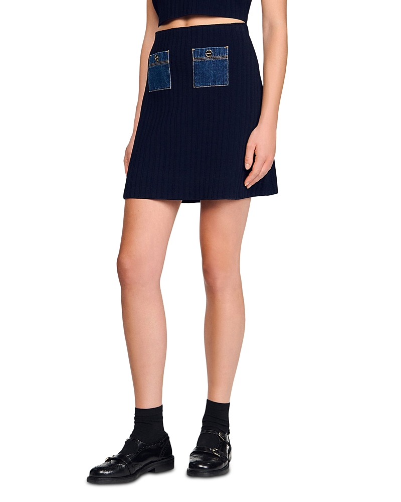 Sandro Short Two Tone Knit Skirt