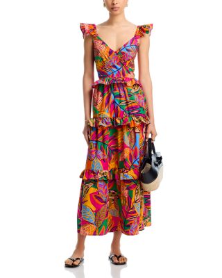 AQUA - Ruffled Tiered Midi Dress - Exclusive