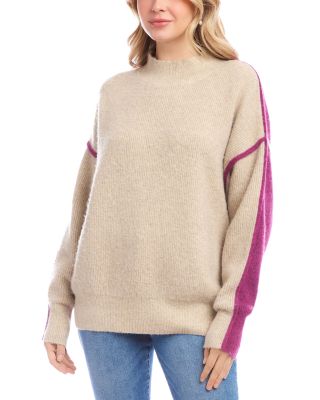 Colorblocked Mock Neck Sweater