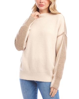 Colorblocked Mock Neck Sweater