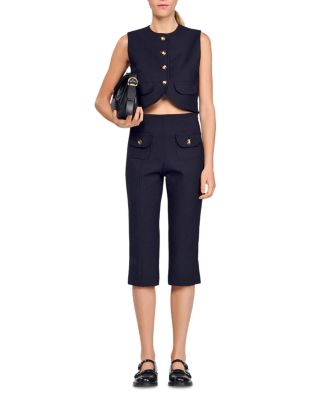 Buttoned Crop Top, Side Zip Capri Pants, & Buttoned Midi Skirt