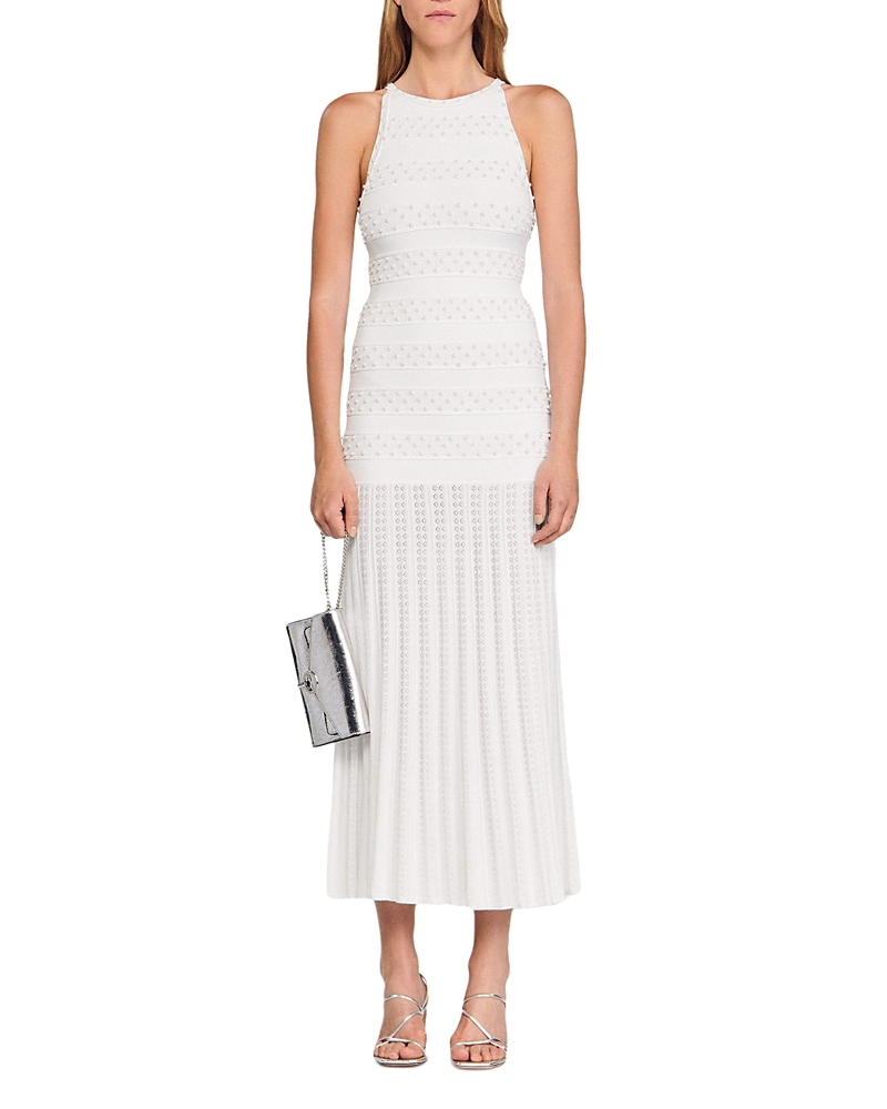 Sandro Beaded Dress In White