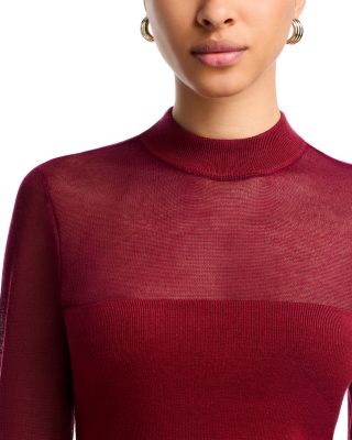 Sheer Knit Mock Neck Top - Exclusive 