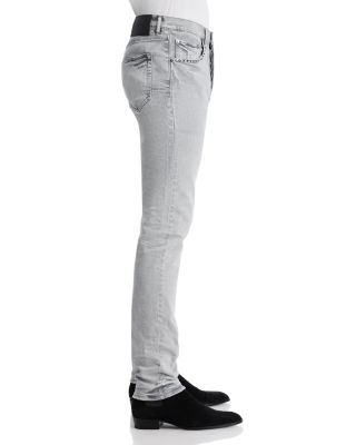 Slim Fit Alloy Studded Trim Jeans in Gray