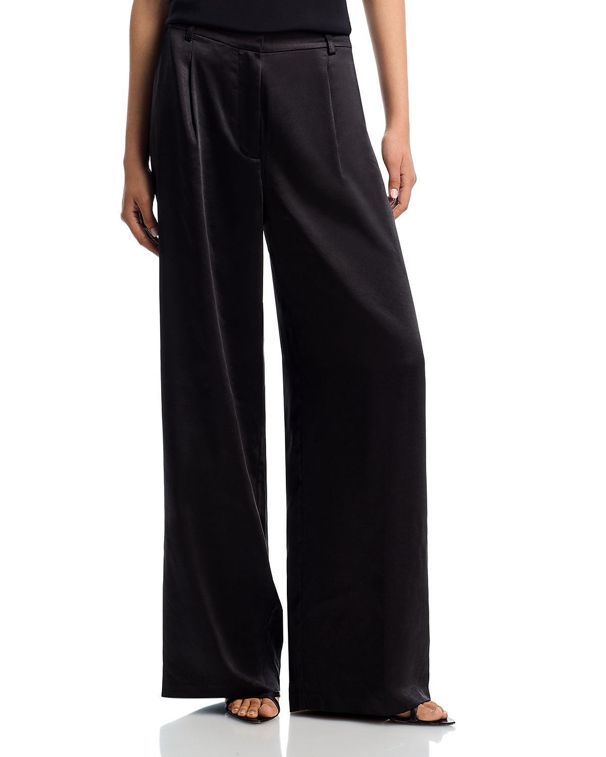 Aqua Satin Wide Leg Pants - Exclusive