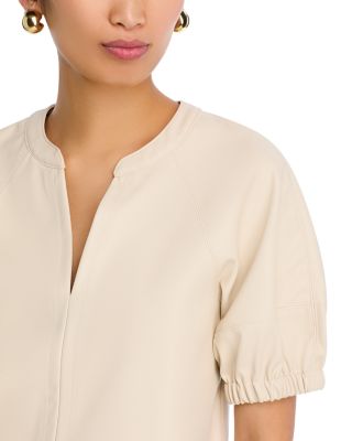 Roxanne Faux Leather Split Neck Top