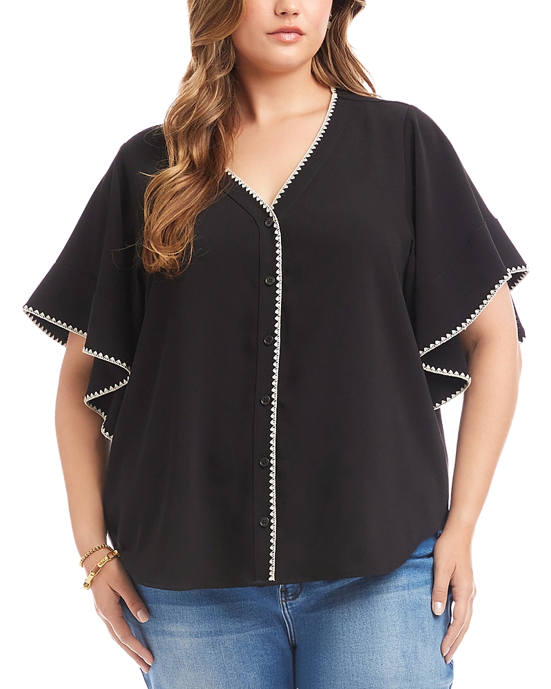 Karen Kane Flutter Sleeve Top In Black
