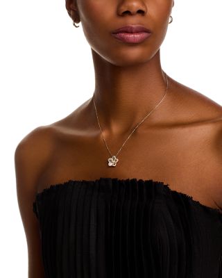 Diamond Flower Pendant Necklace in 14K Yellow Gold, 0.25 tcw