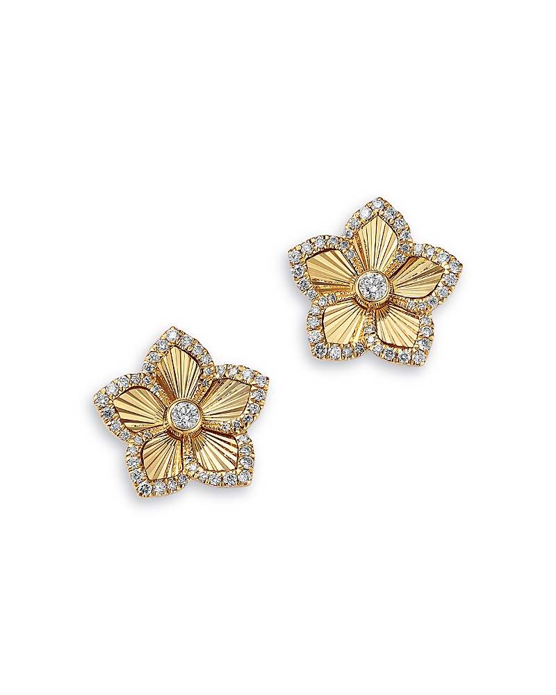 Bloomingdale's Fine Collection Diamond Flower Stud Earrings in 14K Yellow Gold, 0.45 tcw