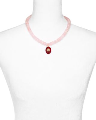 Pink Quartz Beaded Pendant Necklace, 16"-18" - Exclusive