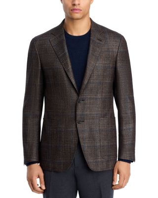 Kei Wool, Silk &amp; Cashmere Windowpane Unstructured Trim Fit Sport Coat