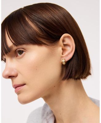 Brass and Cubic Zirconia Asher Triple Huggie Earrings