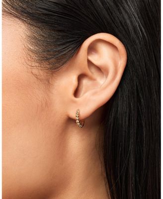 Solid Yellow Gold Bead Hoops Small Earrings