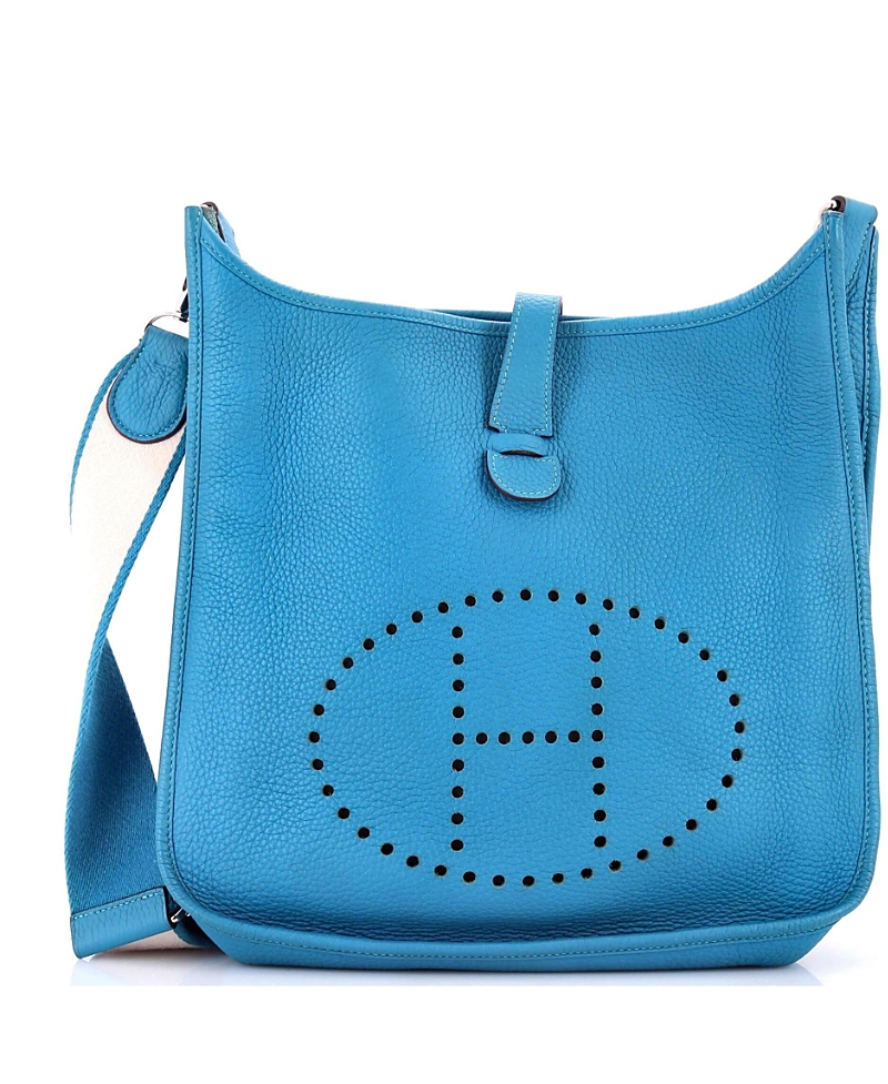 Pre-owned Pre-owned Hermes Hermes Gm Evelyne Bag Gen Iii Clemence In Blue