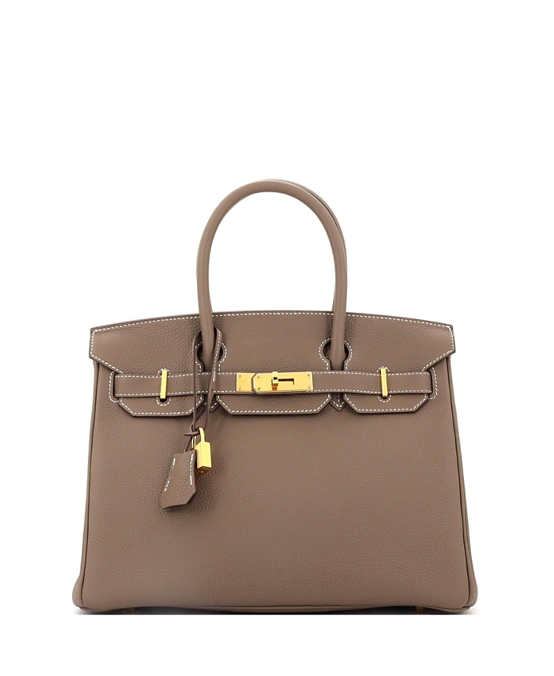 Pre-owned Pre-owned Hermes Hermes Birkin 30 Handbag Grey Clemence With Gold Hardware In Brown