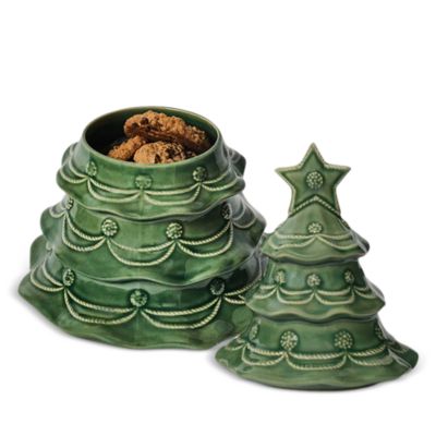 Berry &amp; Thread Christmas Tree Cookie Jar With Lid 