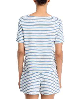 Veronica Beard Hovey Striped Short Sleeve Tee & Brighton Stripe Shorts