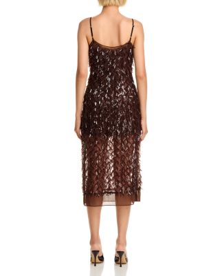 Sequin Mesh Slip Dress