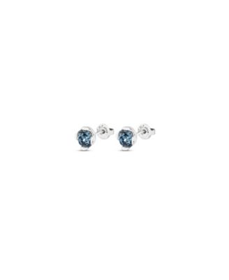 Sterling Silver Plated With Blue Crystals Earrings