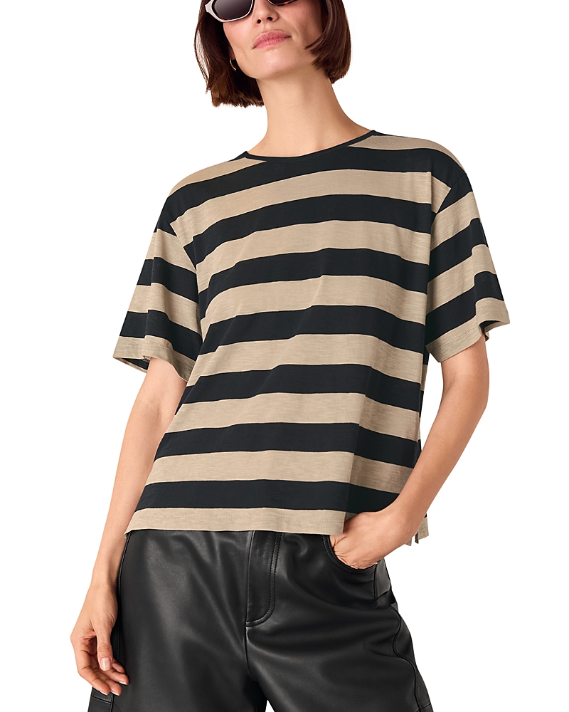 Whistles Womens Black Wide-striped Short-sleeve Cotton T-shirt Xs In Multi