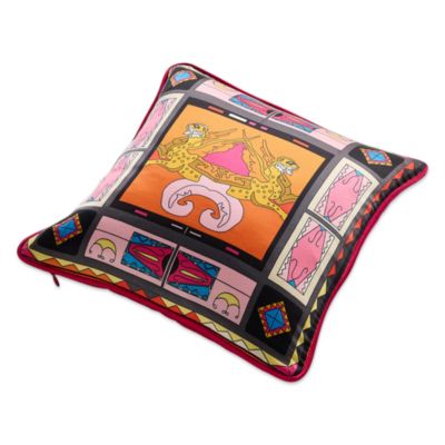 Zeugma Silk Printed Decorative Pillow, 18" x 18"