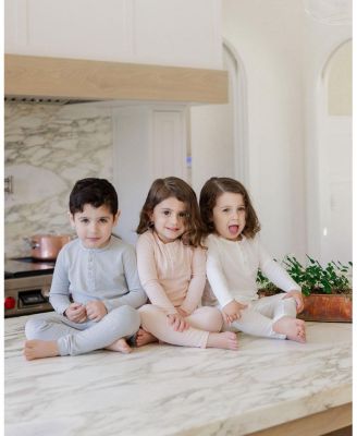  Unisex Heart and Star Button Pointelle Collection Lounge Set - Baby, Little Kid